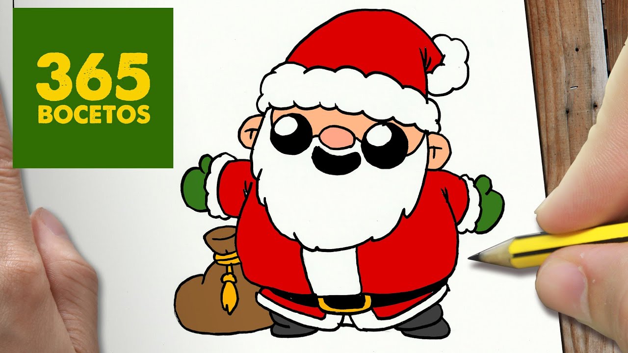 COMO DIBUJAR SANTA CLAUS KAWAII PASO A PASO - Dibujos kawaii faciles - How to draw a SANTA CLAUS