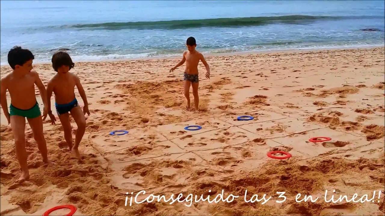 Juega a las 3 en raya en la playa con los aros del mercaderdejuegos
