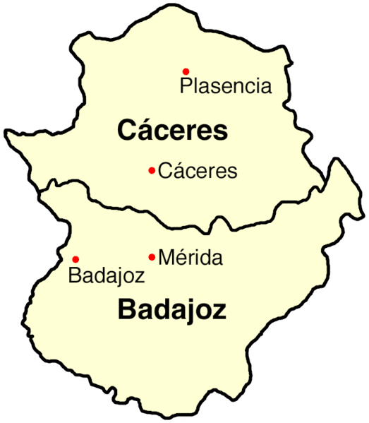 mapa de extremadura