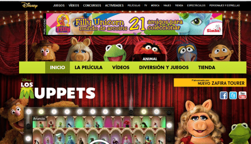 Página web de Los Muppets para los chicos